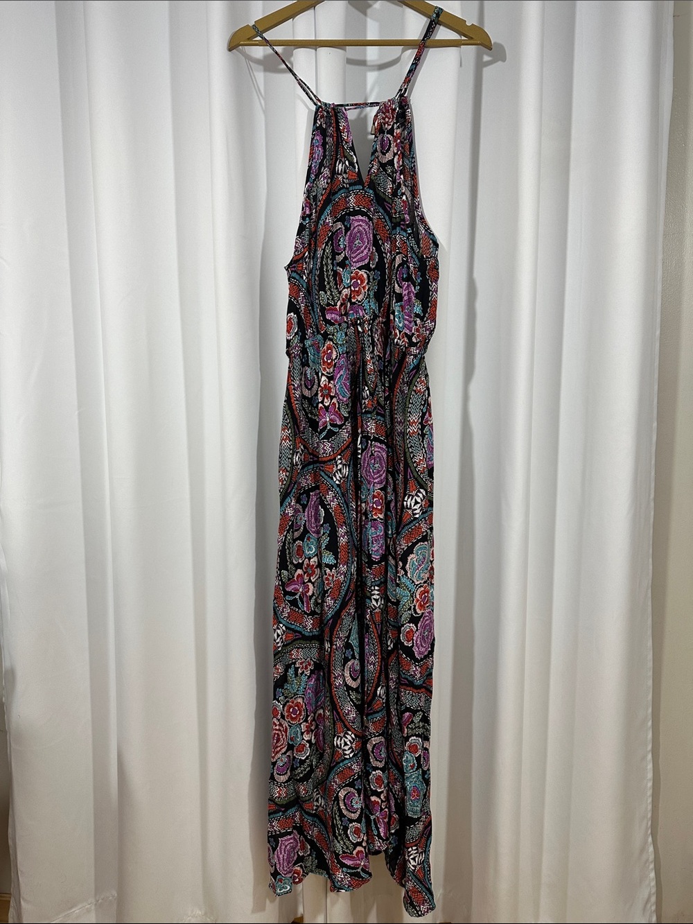 City Chic Maxi Dress Size XS Plus US 14 Paisley Floral Boho Sleeveless